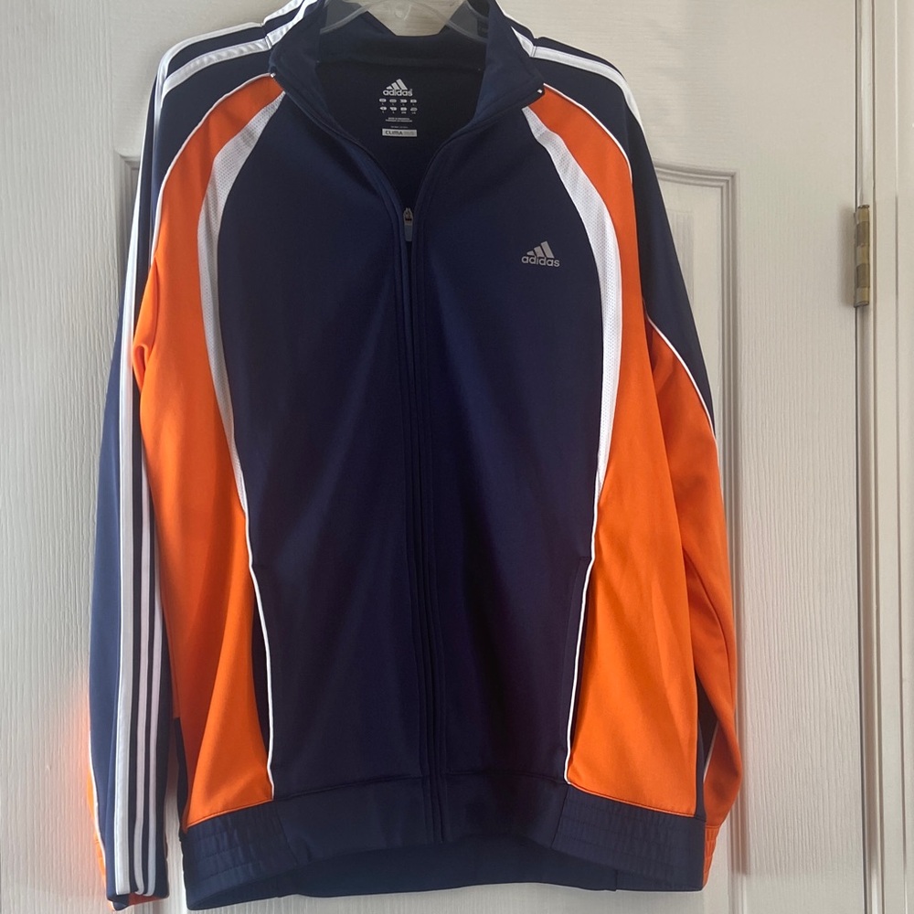 Adidas Men's Blue and Orange Windbreaker